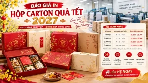 Báo giá in hộp carton quà Tết 2027 tại xưởng trực tiếp