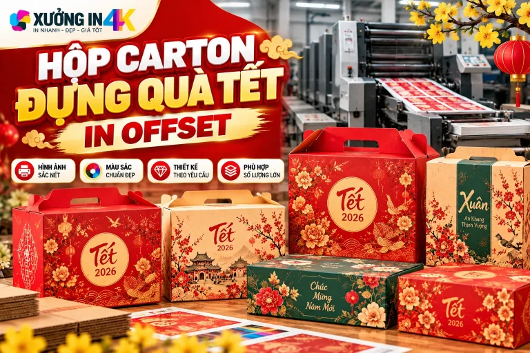 Hộp carton đựng quà Tết in offset: cấu tạo và quy trình