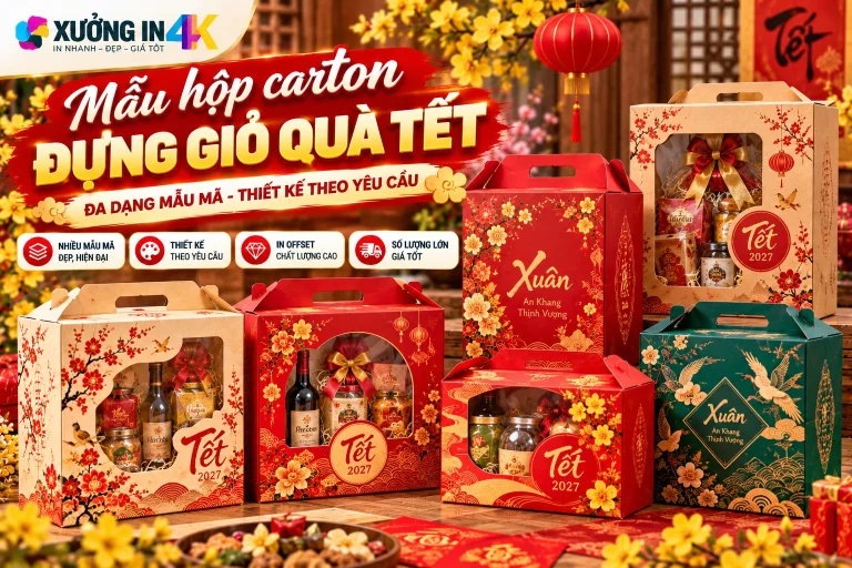 Mẫu hộp carton đựng giỏ quà Tết: Chọn đúng, dùng hiệu quả