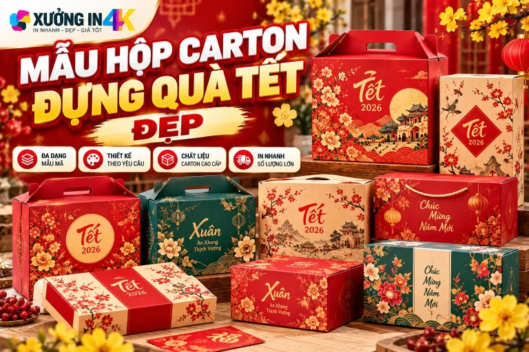 Mẫu hộp carton đựng quà Tết đẹp: Cách chọn và đặt in