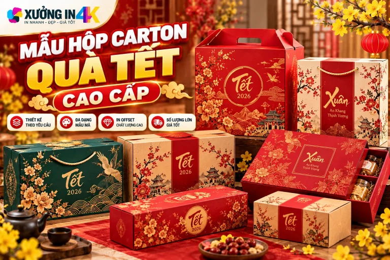 Mẫu hộp carton quà Tết cao cấp: Chọn chất liệu, kiểu dáng và in ấn