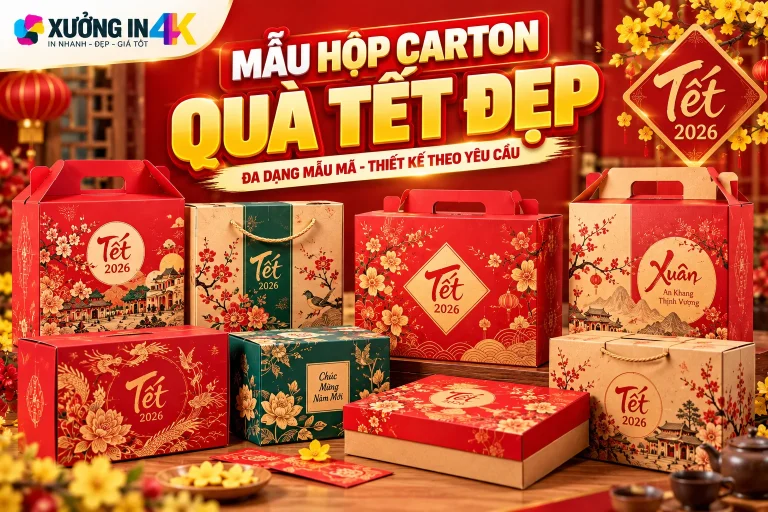 Mẫu hộp carton quà Tết đẹp: Chọn kiểu dáng, chất liệu và in ấn