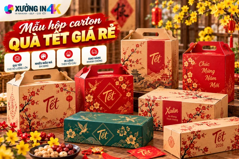 Mẫu hộp carton quà Tết giá rẻ: Chọn đúng chất liệu, kiểu dáng