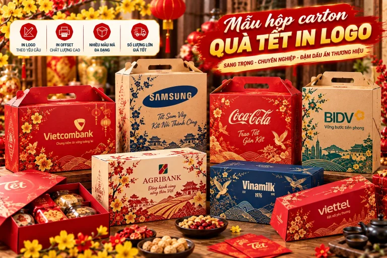 Mẫu hộp carton quà Tết in logo: chọn và sản xuất hiệu quả